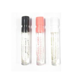 MICHAEL KORS 3 X 0.03 EAU DE PARFUM VIAL SPRAY SET FOR WOMEN: GORGEOUS! + WONDERLUST + SEXY AMBER